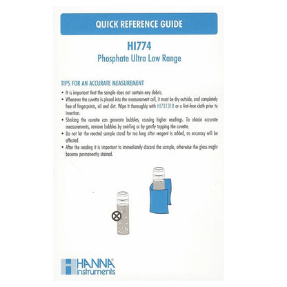 Phosphate Ultra Low Range PPM Colorimeter HI774 Hanna Checker - Marine Water