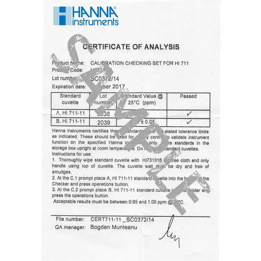 HI772-11 Alkalinity (DKH) Calibration Check Set